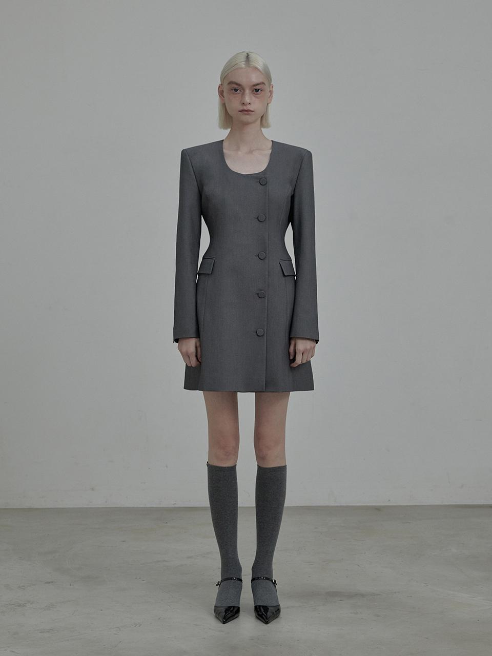 MAUSOLEUM Jenn round neck suit jacket dress - Grey