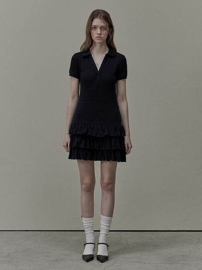 MAUSOLEUM Logo Embroidery Cancan Dress - Navy