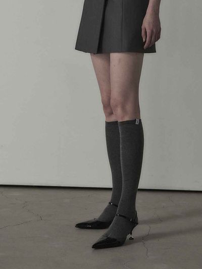 MAUSOLEUM Logo Labeled Knee Socks_Black, Grey, White
