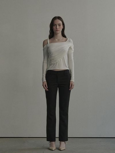 MAUSOLEUM Low-Rise Suit Three-Dimensional Pattern Trousers [Black]