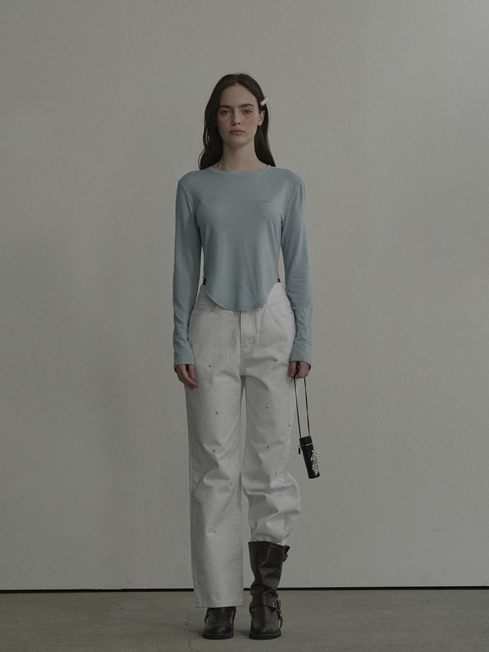 MAUSOLEUM Moonlit Pearl Straight Cotton Denim Jean [Beige]