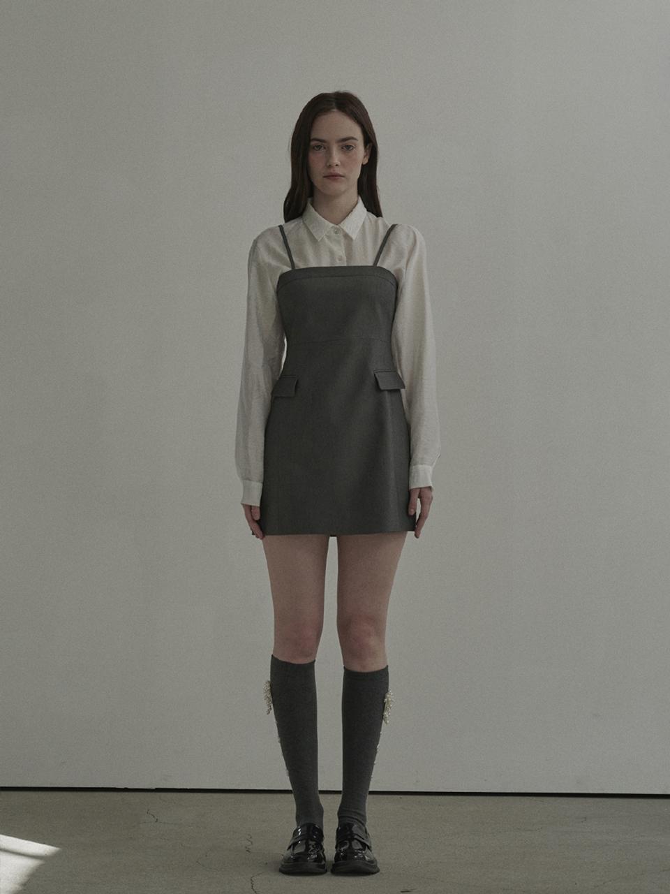 MAUSOLEUM Neil Sleeveless Suit Dress-Grey