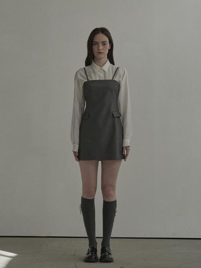 MAUSOLEUM Neil Sleeveless Suit Dress-Grey