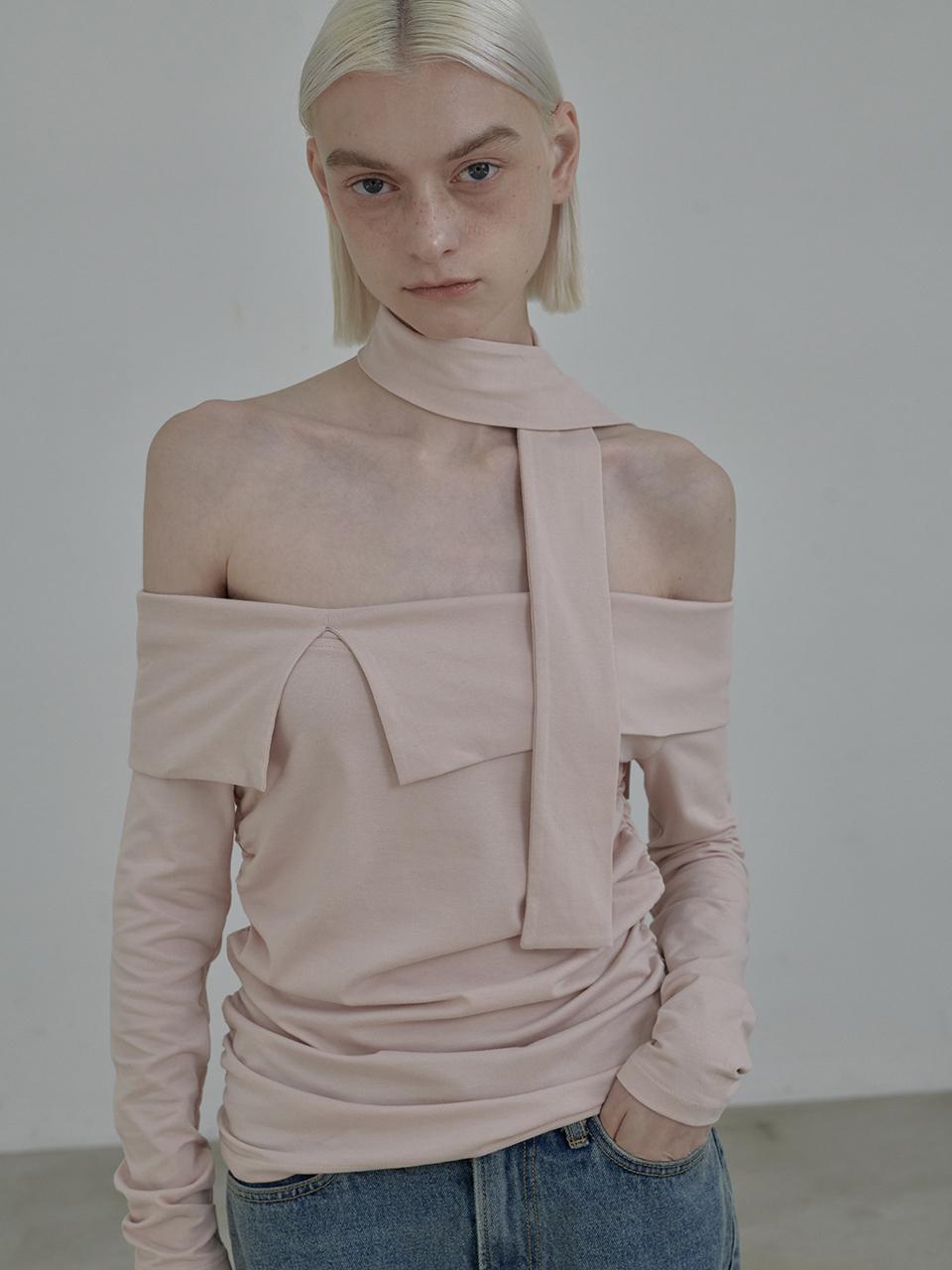 MAUSOLEUM Off Shoulder scarf t-shirt - Pink