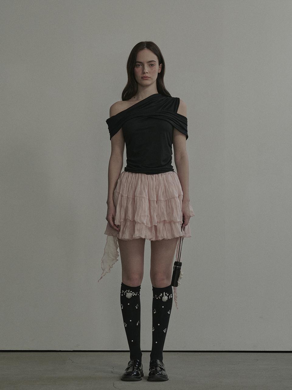 MAUSOLEUM Opal Unbalanced Sheer Skirt [Pink]