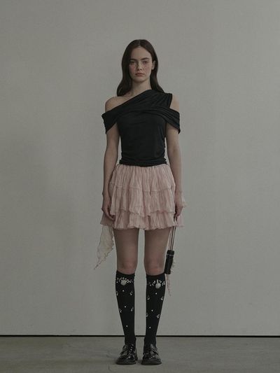 MAUSOLEUM Opal Unbalanced Sheer Skirt [Pink]