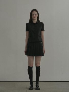 MAUSOLEUM Pleated Tailored 2-Way Mini Skirt [Black]