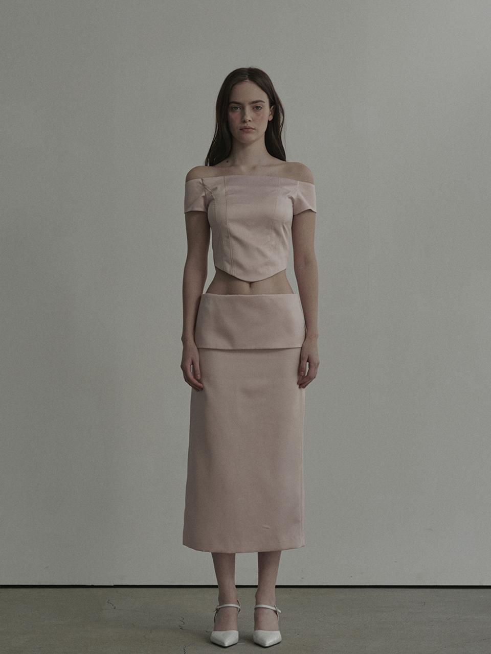 MAUSOLEUM Satin Flipped Long Skirt [Pink]