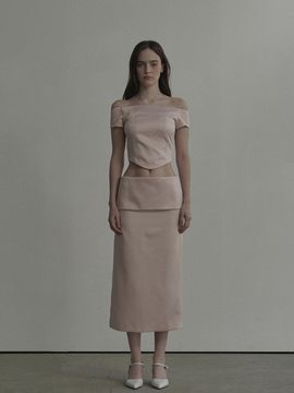 MAUSOLEUM Satin Flipped Long Skirt [Pink]