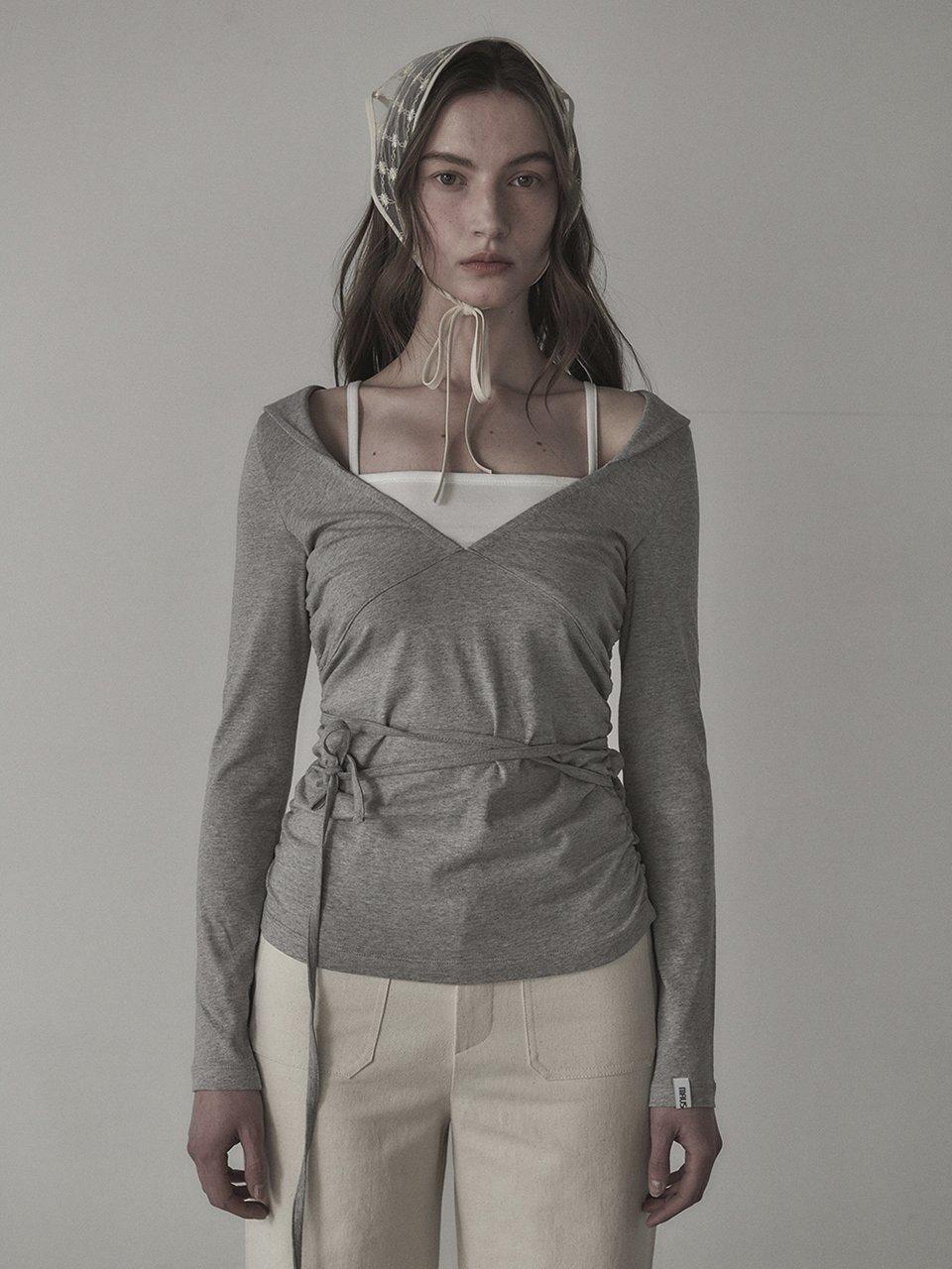 MAUSOLEUM Selene Sailor Collar Layered T-Shirt_Grey