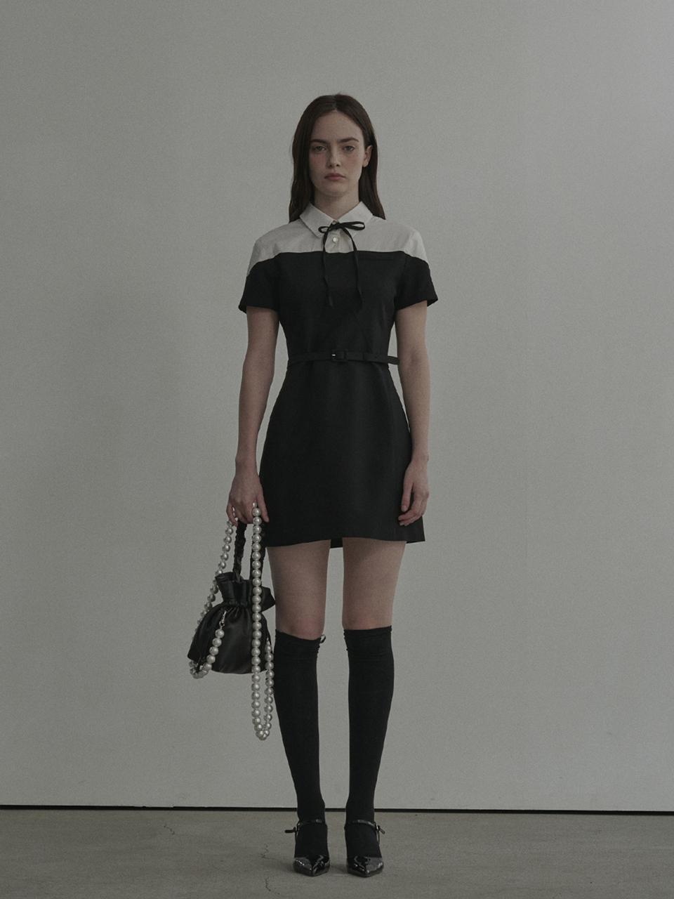 MAUSOLEUM Shirt Off Shoulder Suit Dress [Black]