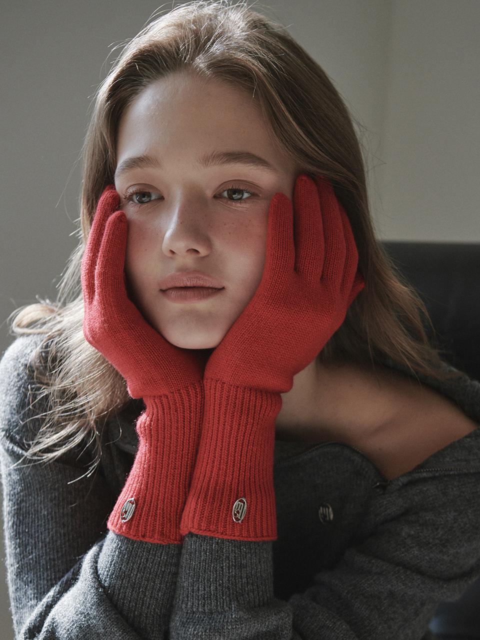 MAUSOLEUM Wool Blend Knit Gloves [Red]