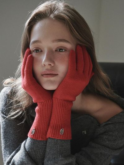 MAUSOLEUM Wool Blend Knit Gloves [Red]