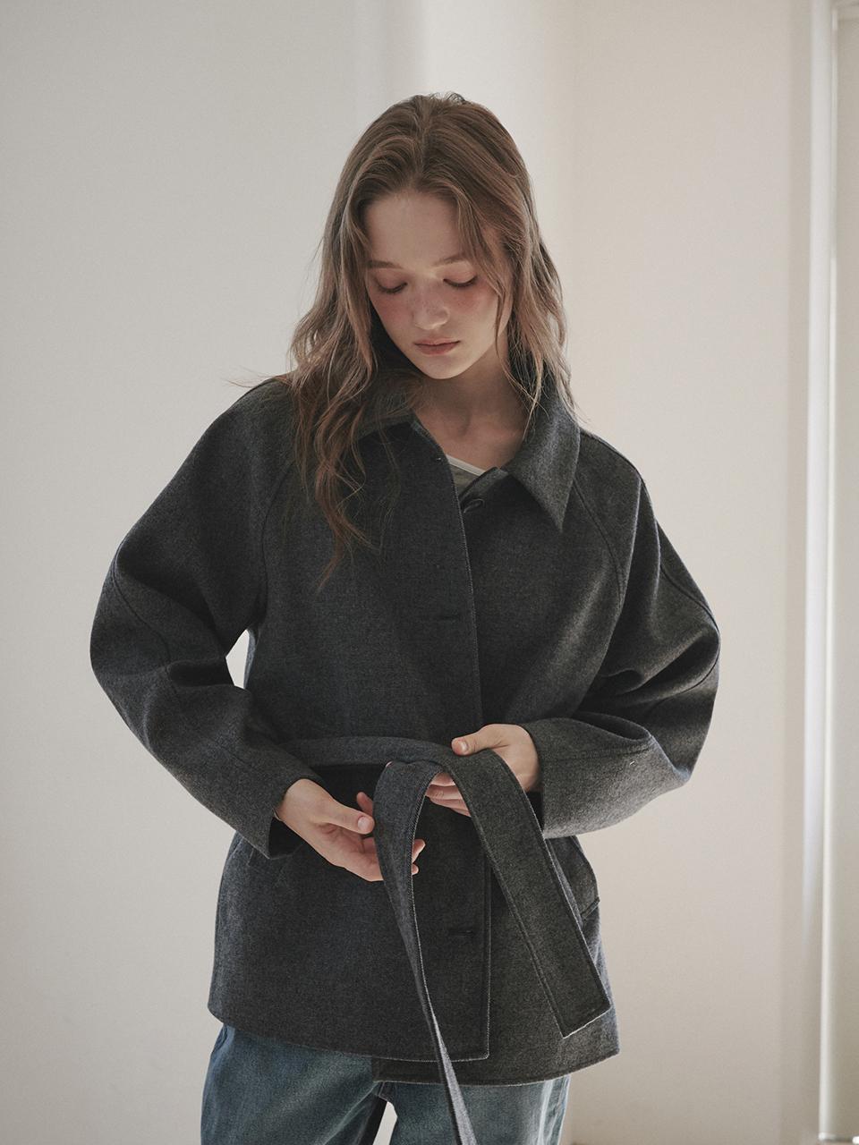 MAUSOLEUM Wool Half Basic Collar Coat [Grey]