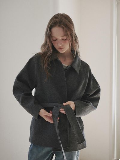 MAUSOLEUM Wool Half Basic Collar Coat [Grey]