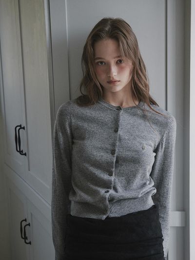 MAUSOLEUM Wool Knit Classic Vintage Cardigan [Grey]