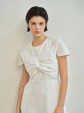 MAUVER U Comble Twisted Maxi Dress [Ecru]