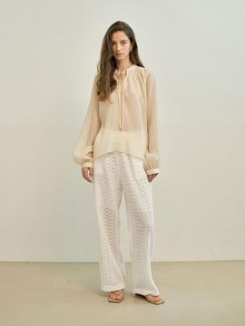 MAUVER U Cyndi Lace Wide Pants [Ivory]