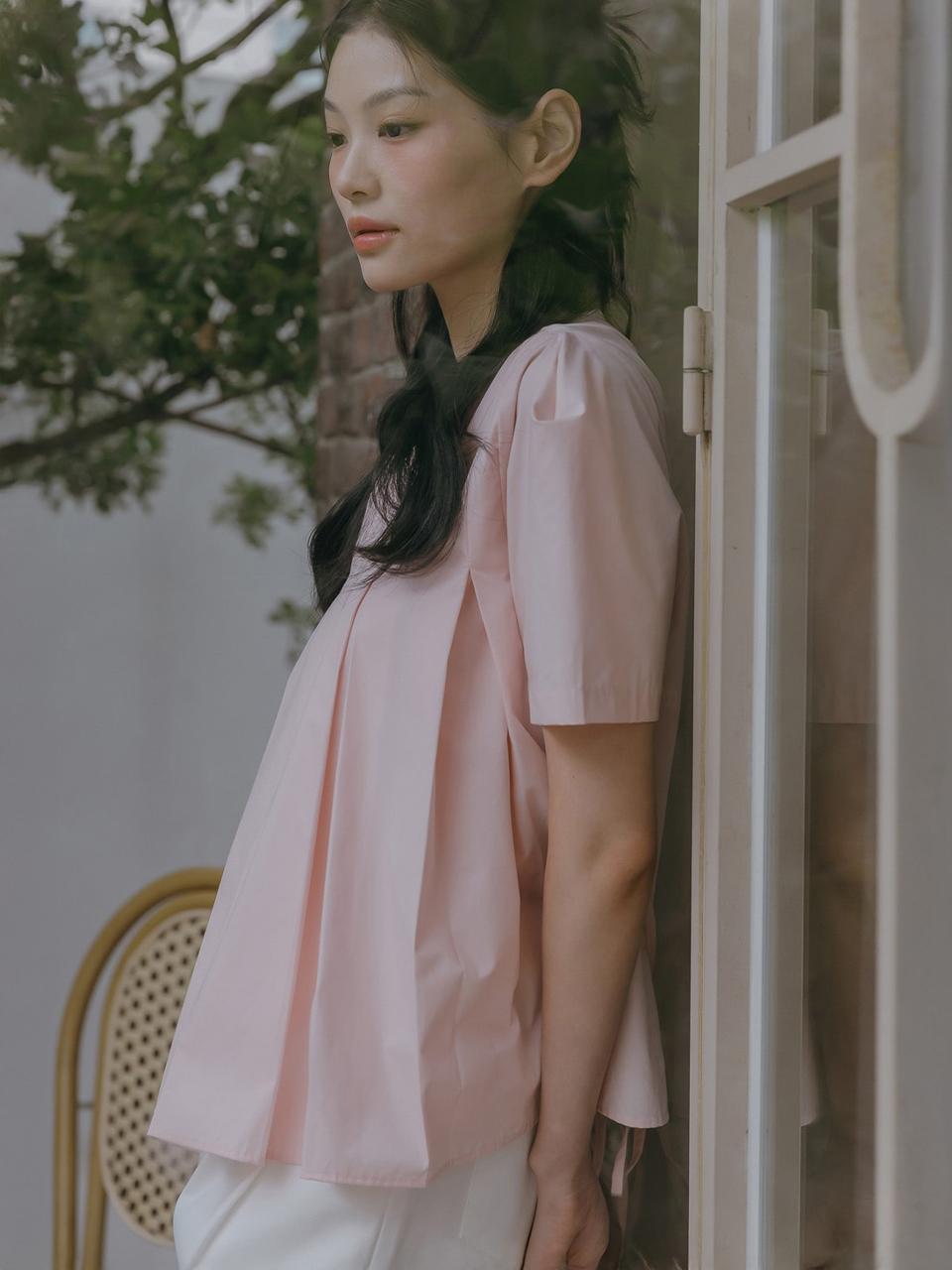 MAUVER U Lario Wrinkle Blouse [Pink]