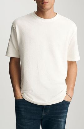 Mavi Jeans Mavi Jeans Antique White Textured Cotton Crewneck T-Shirt 