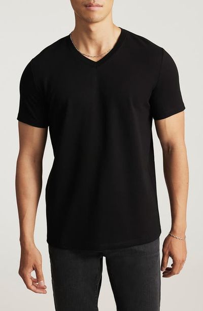 Mavi Jeans Mavi Jeans Black Stretch Cotton V-Neck T-Shirt 