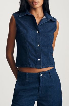 Mavi Jeans Mavi Jeans Bria Sleeveless Crop Denim Shirt