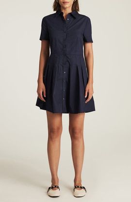Mavi Jeans Mavi Jeans Pleated Cotton Mini Shirtdress