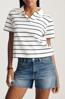 Mavi Jeans Mavi Jeans Stripe Boxy Crop Polo T-Shirt
