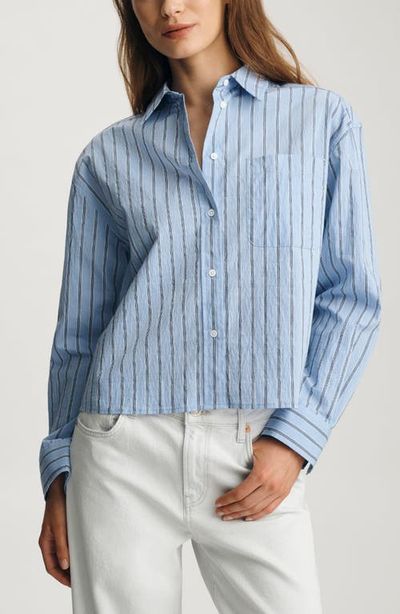Mavi Jeans Mavi Jeans Stripe Long Sleeve Crop Cotton Blend Button-Up Shirt