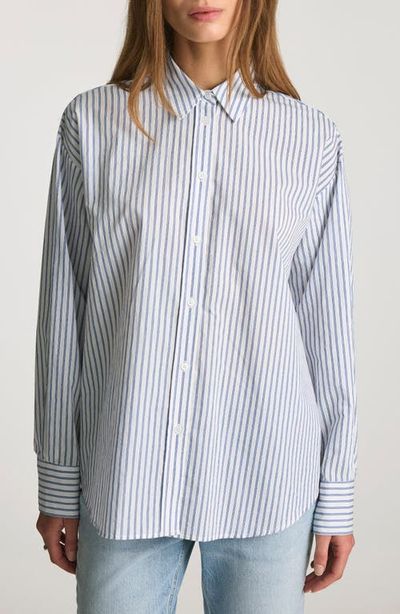 Mavi Jeans Stripe Relaxed Fit Cotton Blend Button-Up Shirt