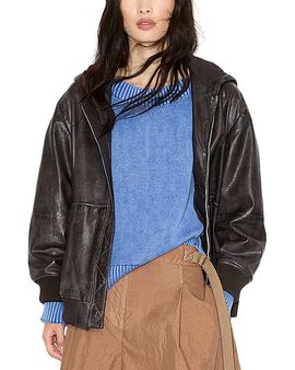Max & co. Max & Co. Mcogelo Leather Hooded Jacket