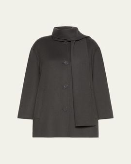 Max Mara Alicia Neck-Scarf Wool Single-Breasted Coat