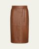Max Mara Antino Belted Leather Midi Skirt - 1