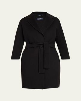 Max Mara Arona 3/4-Sleeve Wool Wrap Coat
