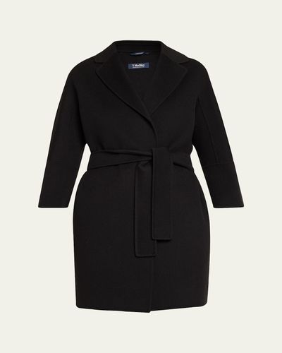 Max Mara Arona 3/4-Sleeve Wool Wrap Coat