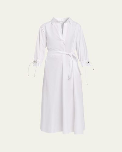 Max Mara Belted 3/4-Sleeve Midi Shirtdress
