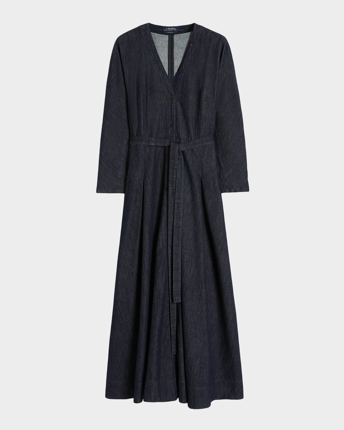 Max Mara Belted Cotton Denim Midi Dress
