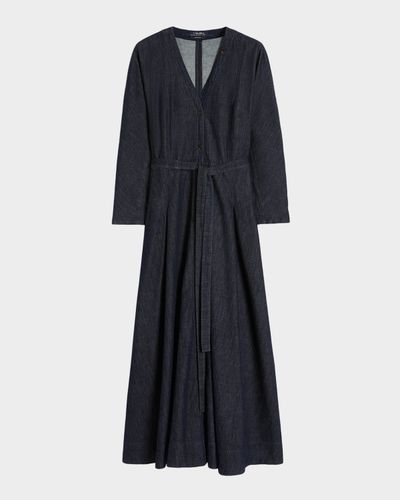 Max Mara Belted Cotton Denim Midi Dress