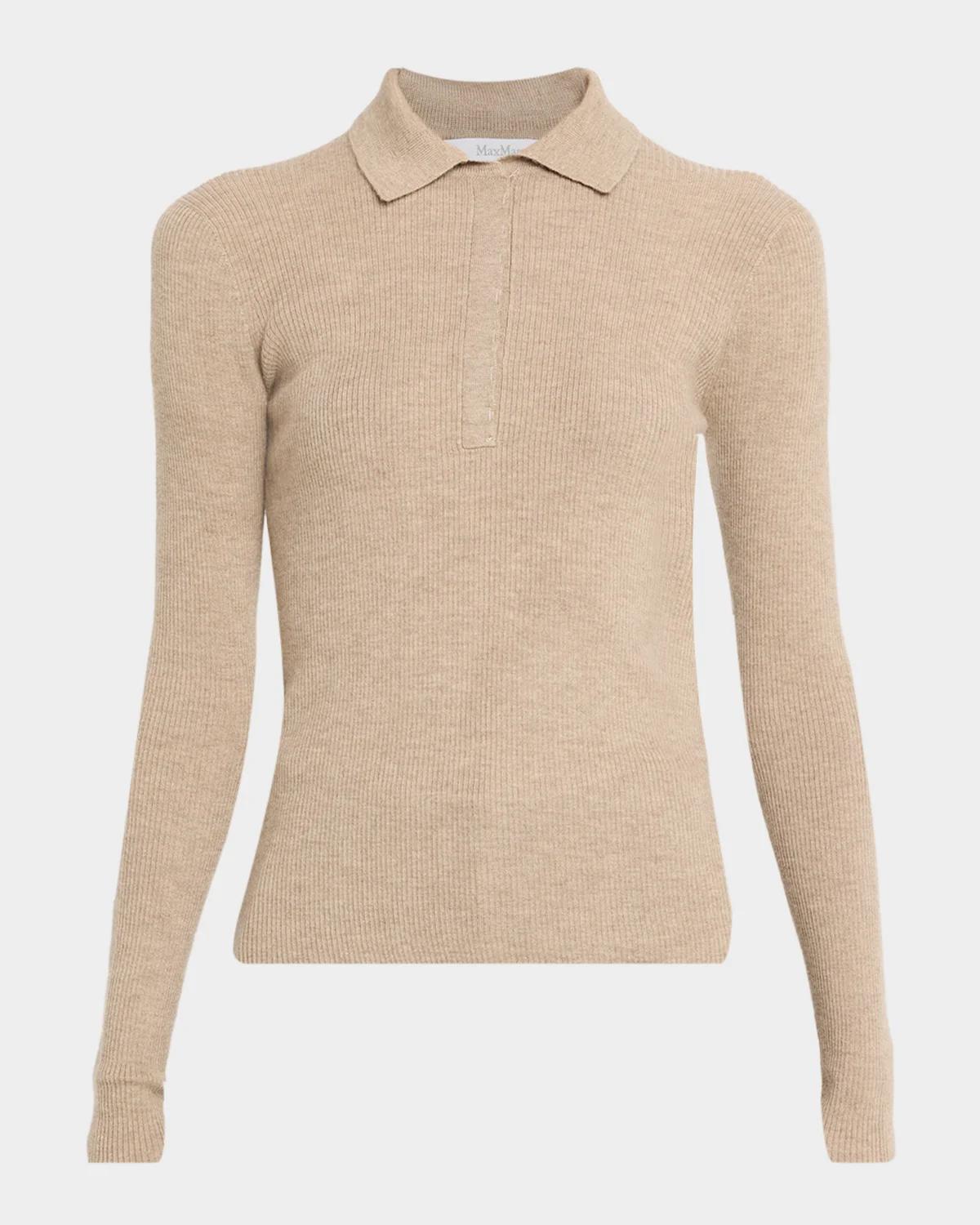Max Mara Cashmere Rib Fitted Polo Sweater