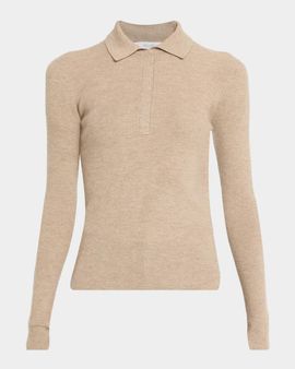 Max Mara Cashmere Rib Fitted Polo Sweater