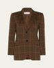 Max Mara Check Wool-Blend Single-Breasted Jacket - 1