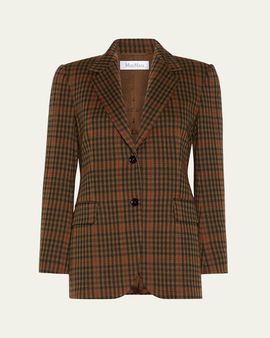 Max Mara Check Wool-Blend Single-Breasted Jacket