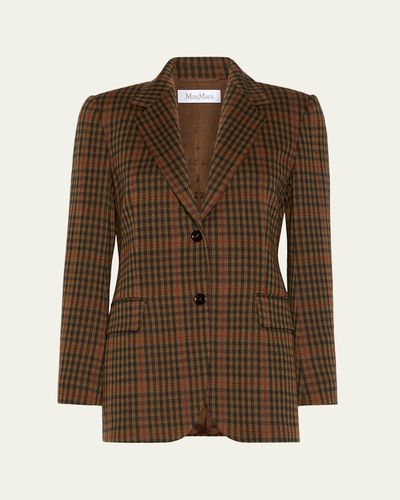 Max Mara Check Wool-Blend Single-Breasted Jacket