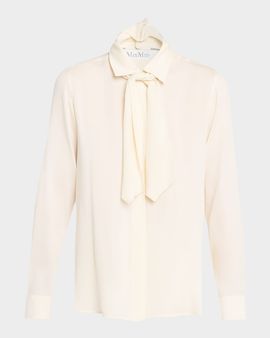 Max Mara Colmo Tie-Neck Silk Blouse