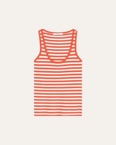 Max Mara Coral Striped Rib Tank Top
