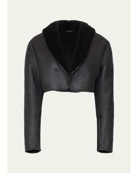 Max Mara Cropped Shawl-Collar Shearling Jacket