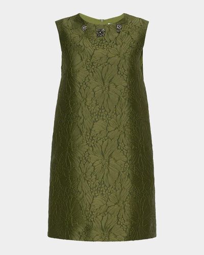 Max Mara Embellished Floral Jacquard Sleeveless Mini Shift Dress