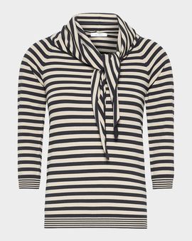 Max Mara Fenice Striped 3/4-Sleeve Scarf Sweater