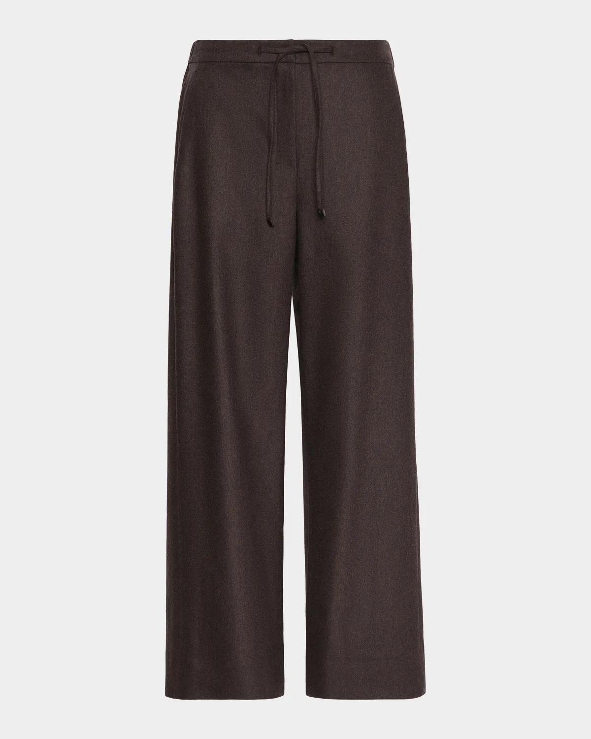 Max Mara Floria Wool Straight-Leg Ankle Drawstring Pants