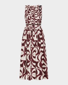 Max Mara Geometric-Print Cotton Poplin Midi Dress